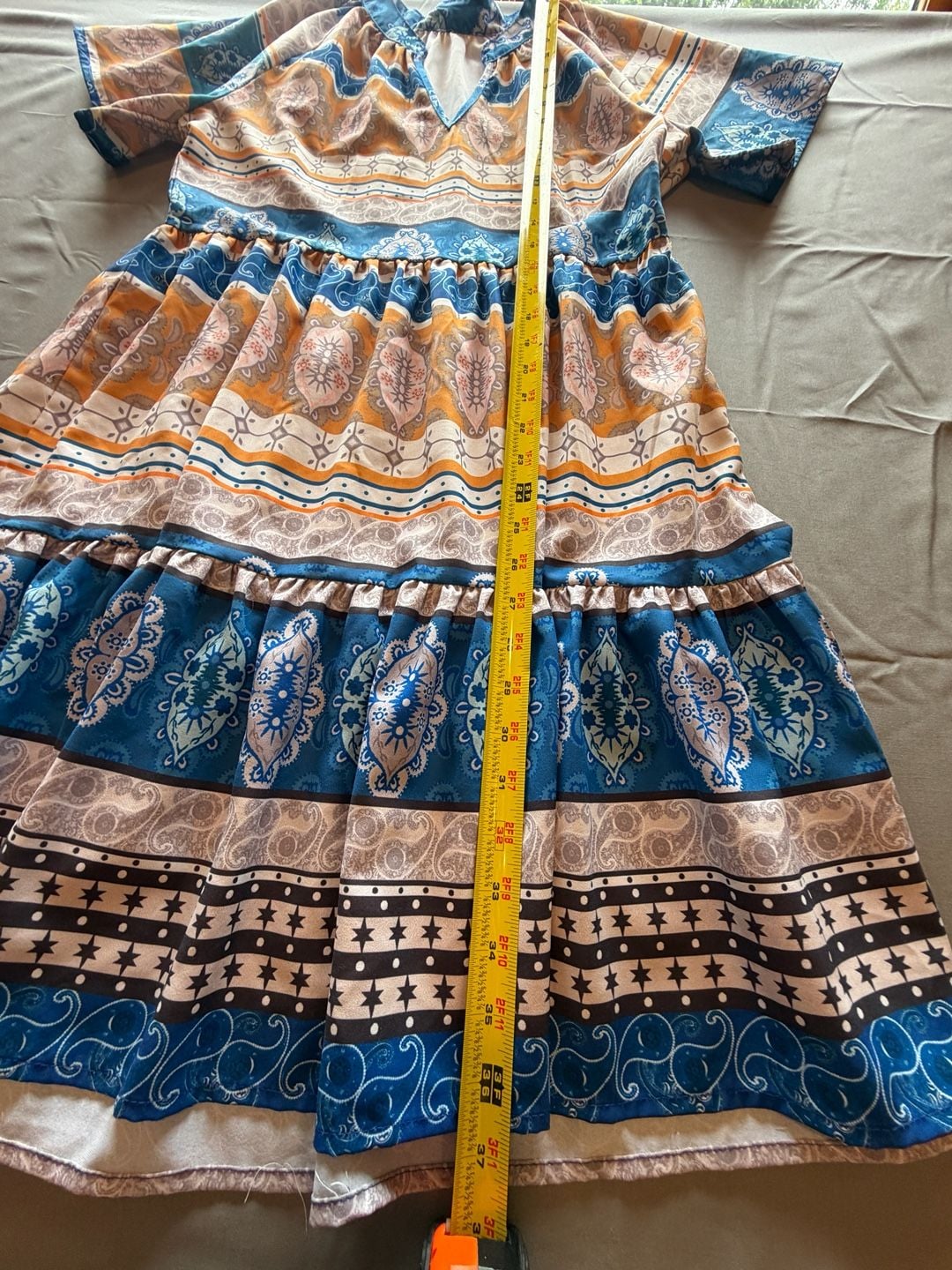 Bohemian Style Southwestern Print Short Sleeve Tiered 4