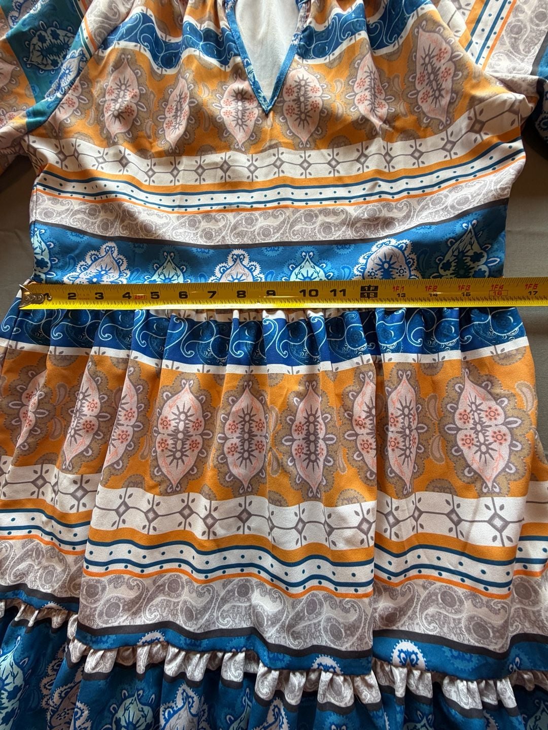 Bohemian Style Southwestern Print Short Sleeve Tiered 5