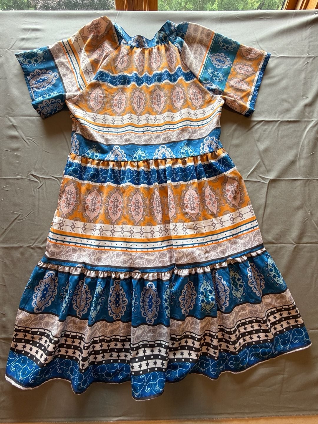 Bohemian Style Southwestern Print Short Sleeve Tiered 7