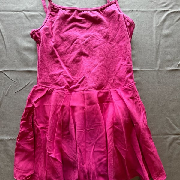Girls Pink Pleated Ballet Tank Dress