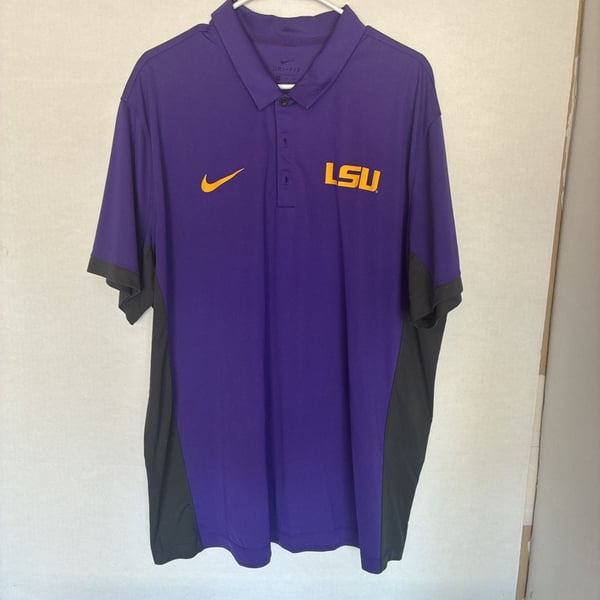 Nike Men's LSU Tigers Dri-FIT Performance Golf Polo Shirt Purple Gold XXL