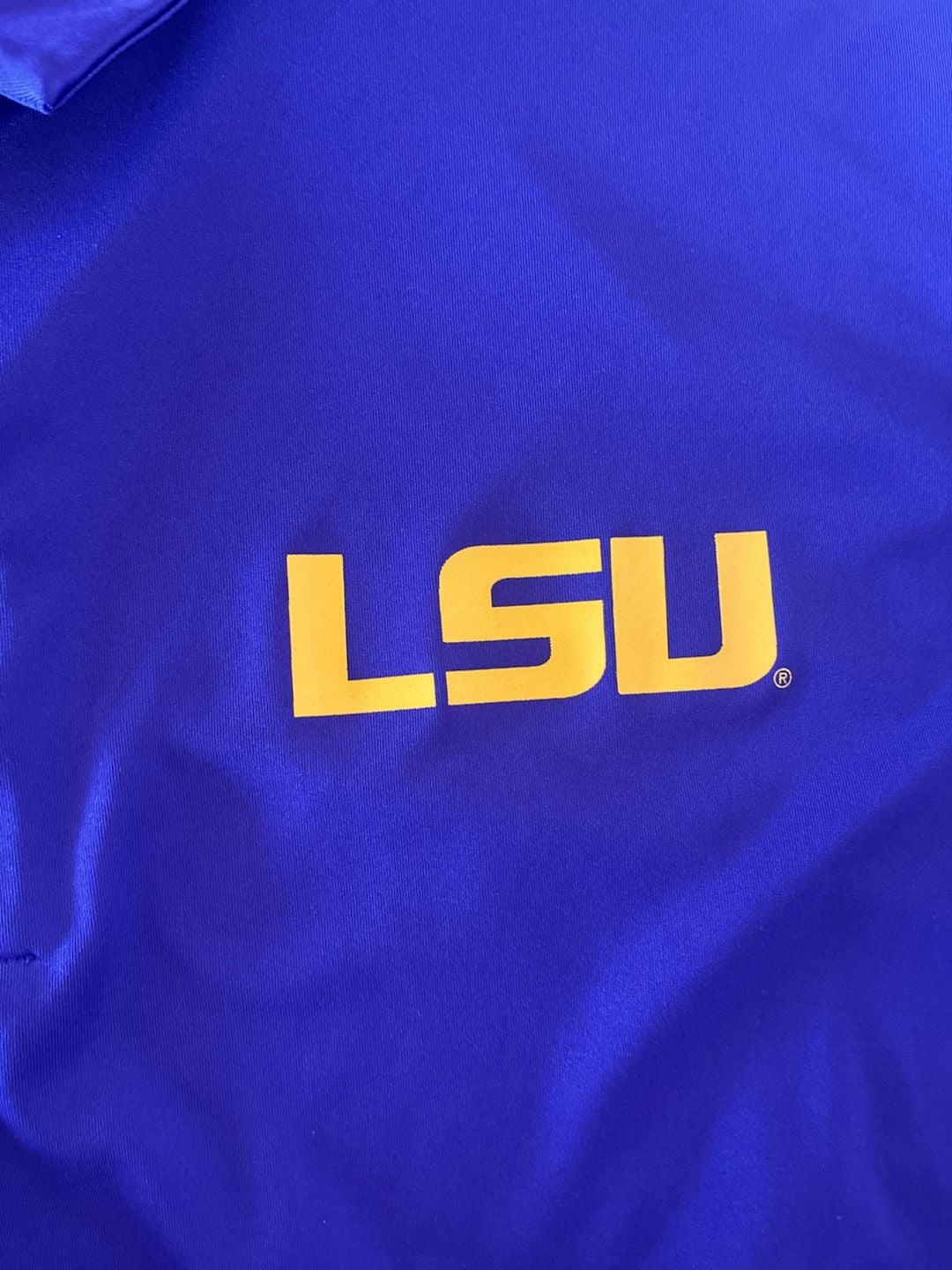 Nike Men's LSU Tigers Dri-FIT Performance Golf Polo Shirt Purple Gold XXL 4