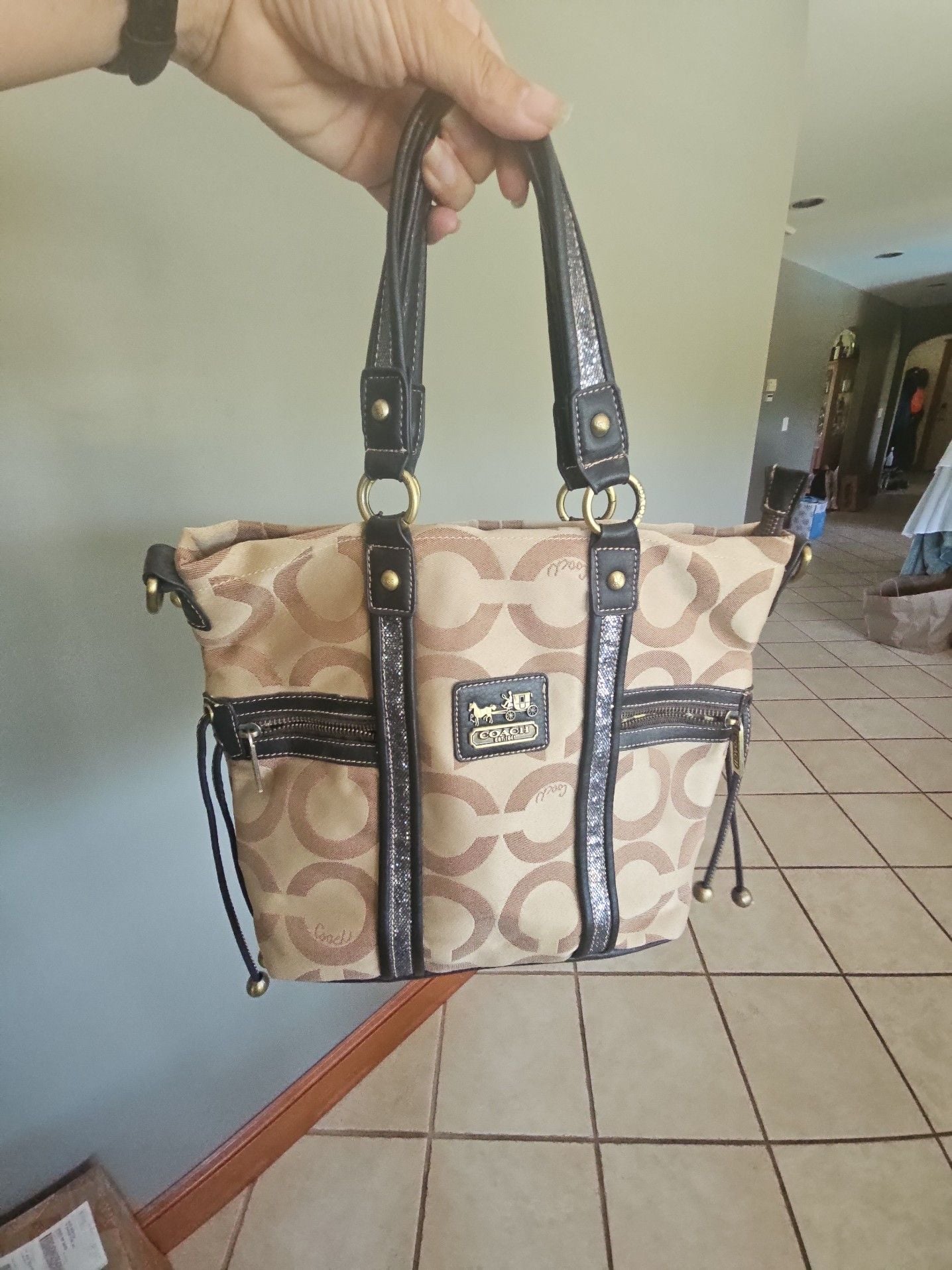 Coach Op Art Signature Canvas Zip Tote Bag F14530 2