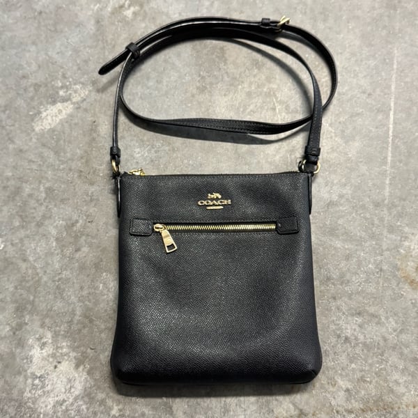 Coach Rowan File Crossbody Bag in Black Crossgrain Leather