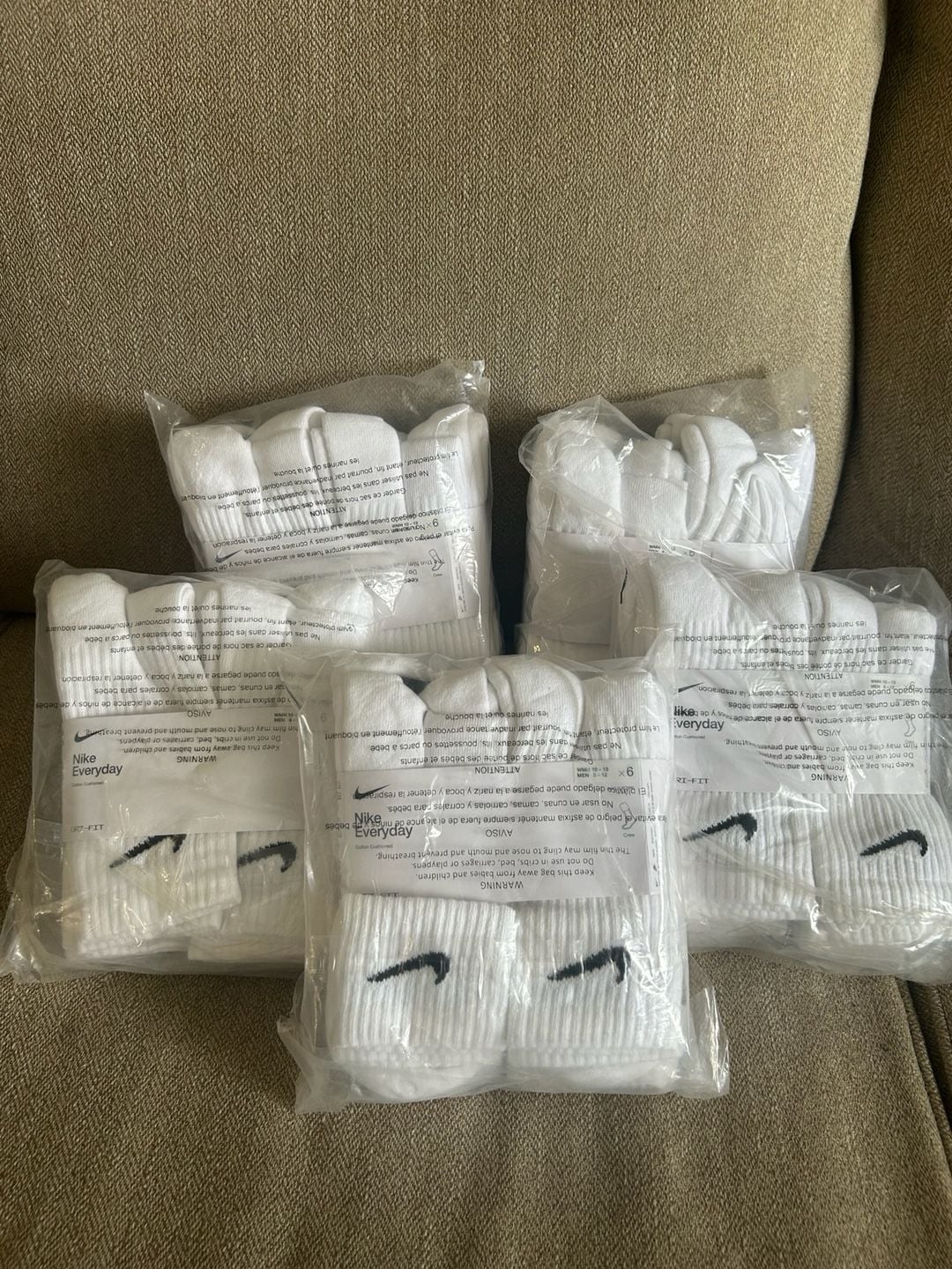 Nike Everyday Cushion Crew Training Socks (5 pack x 6 Pairs) - 5 pWhite 1
