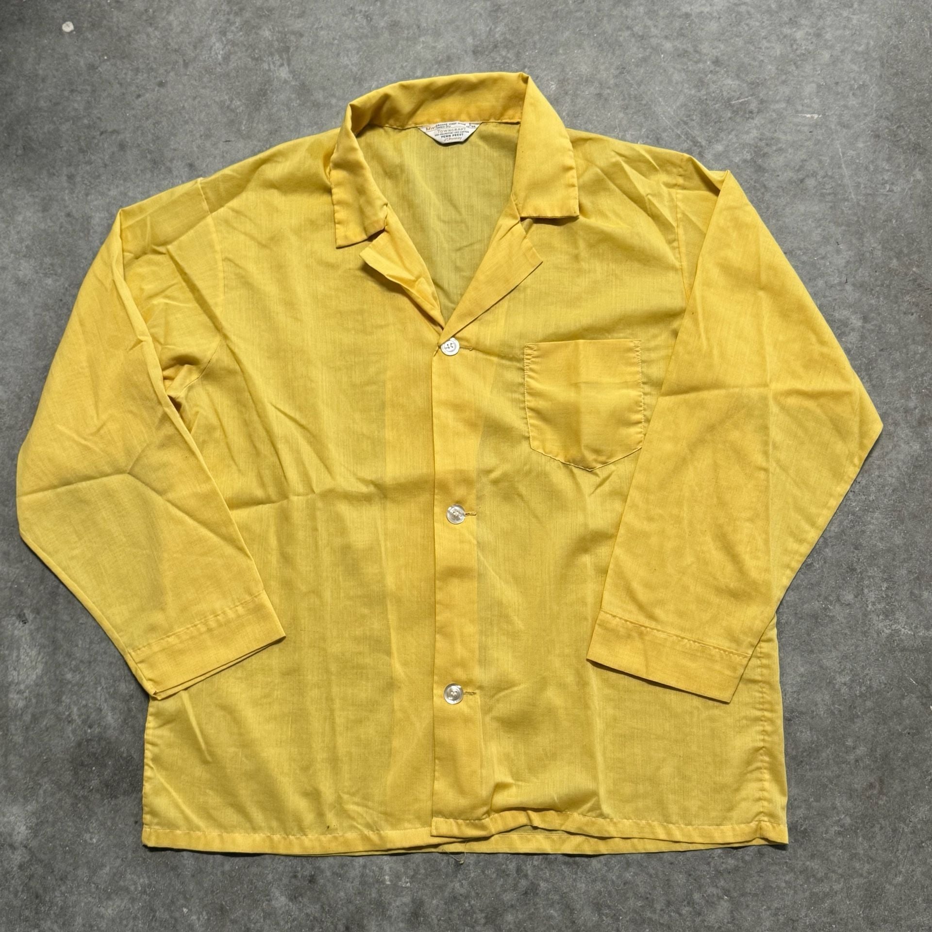 Vintage 1960s Towncraft JCPenney Mustard Yellow Long Sleeve Button-Up Shirt L 2