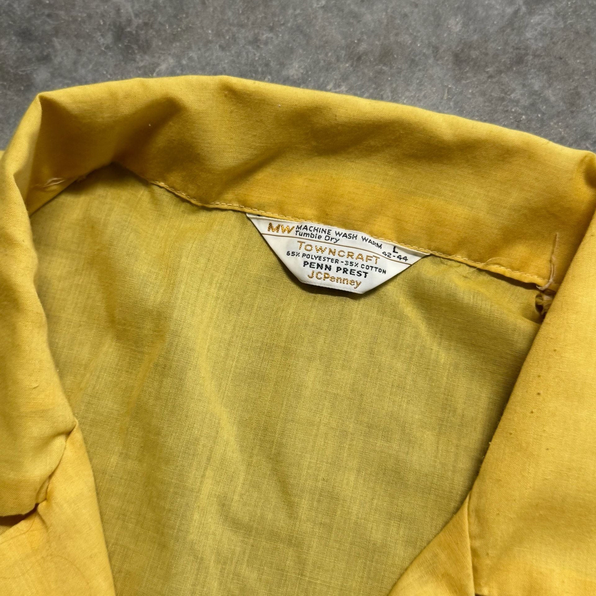 Vintage 1960s Towncraft JCPenney Mustard Yellow Long Sleeve Button-Up Shirt L 3