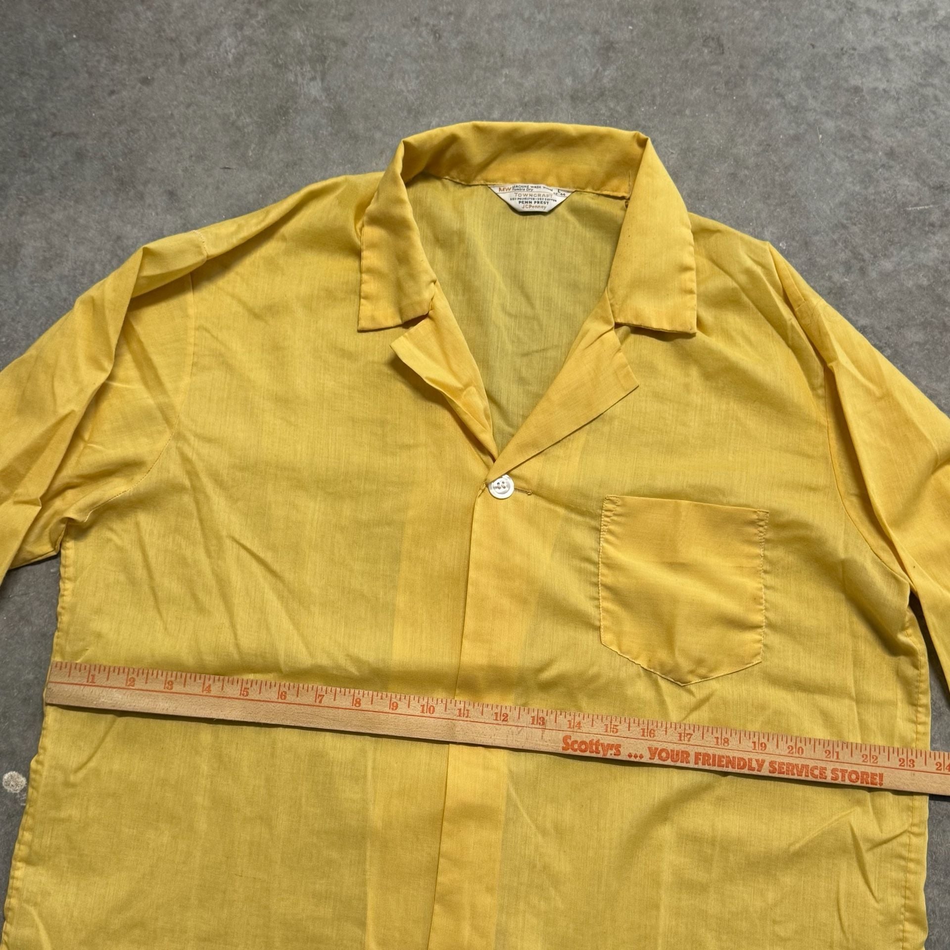 Vintage 1960s Towncraft JCPenney Mustard Yellow Long Sleeve Button-Up Shirt L 5