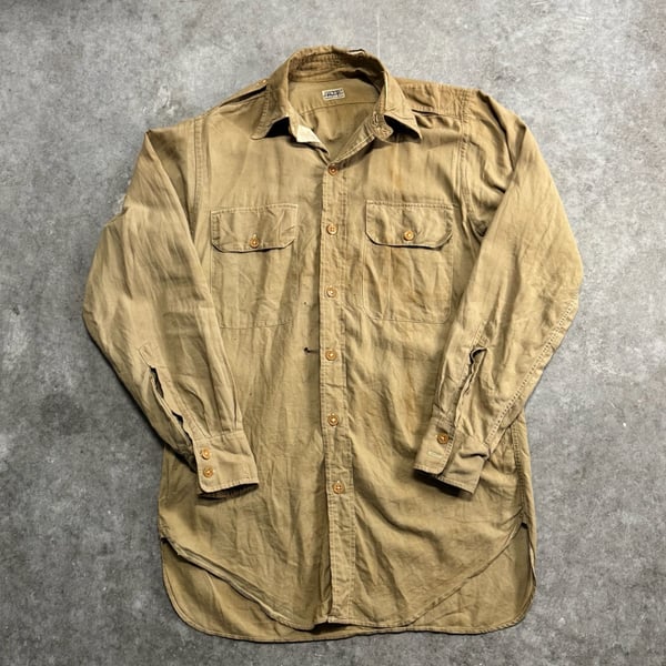 Vintage Simpson's Sanforized-Shrunk Khaki Military Style Work Shirt L