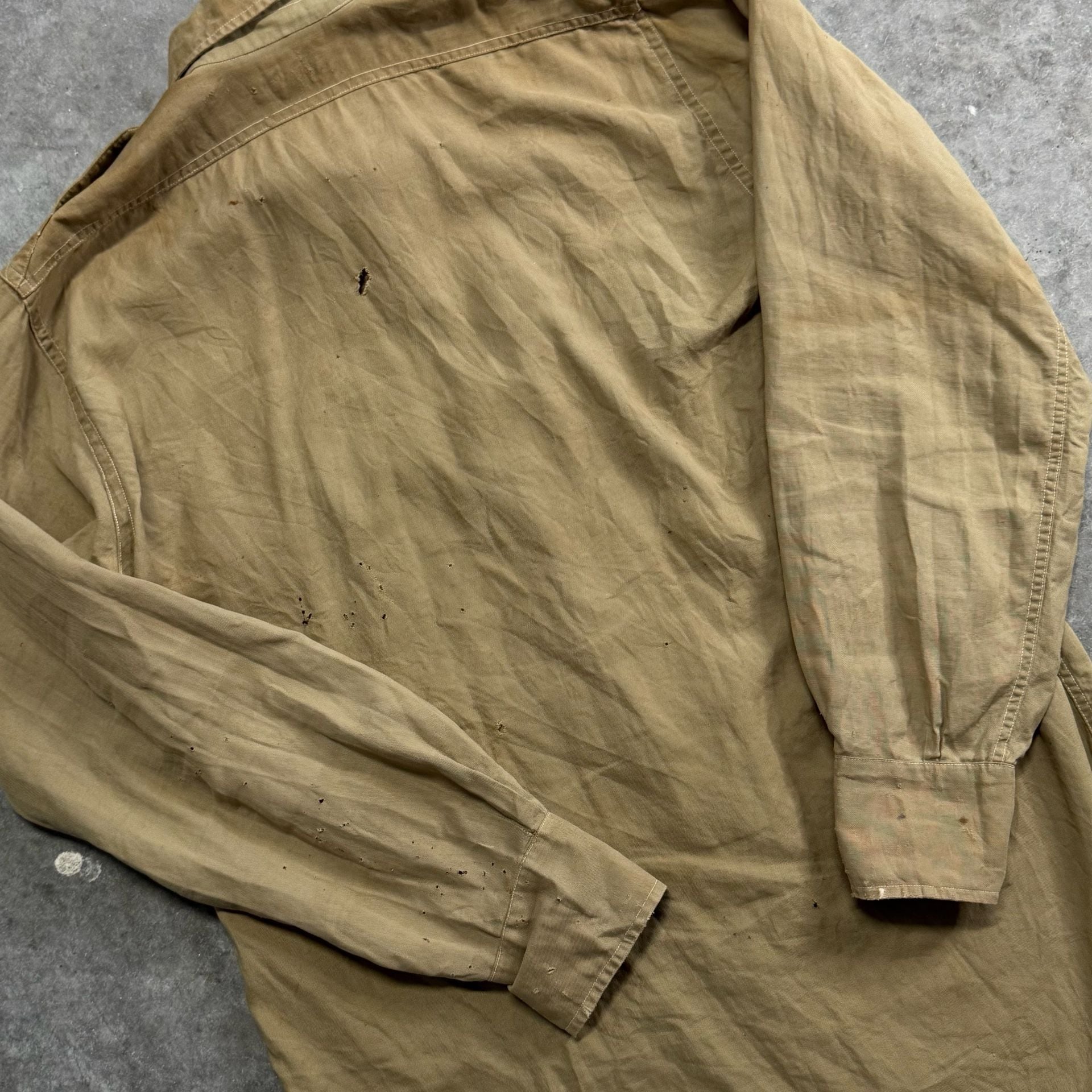 Vintage Simpson's Sanforized-Shrunk Khaki Military Style Work Shirt L 8