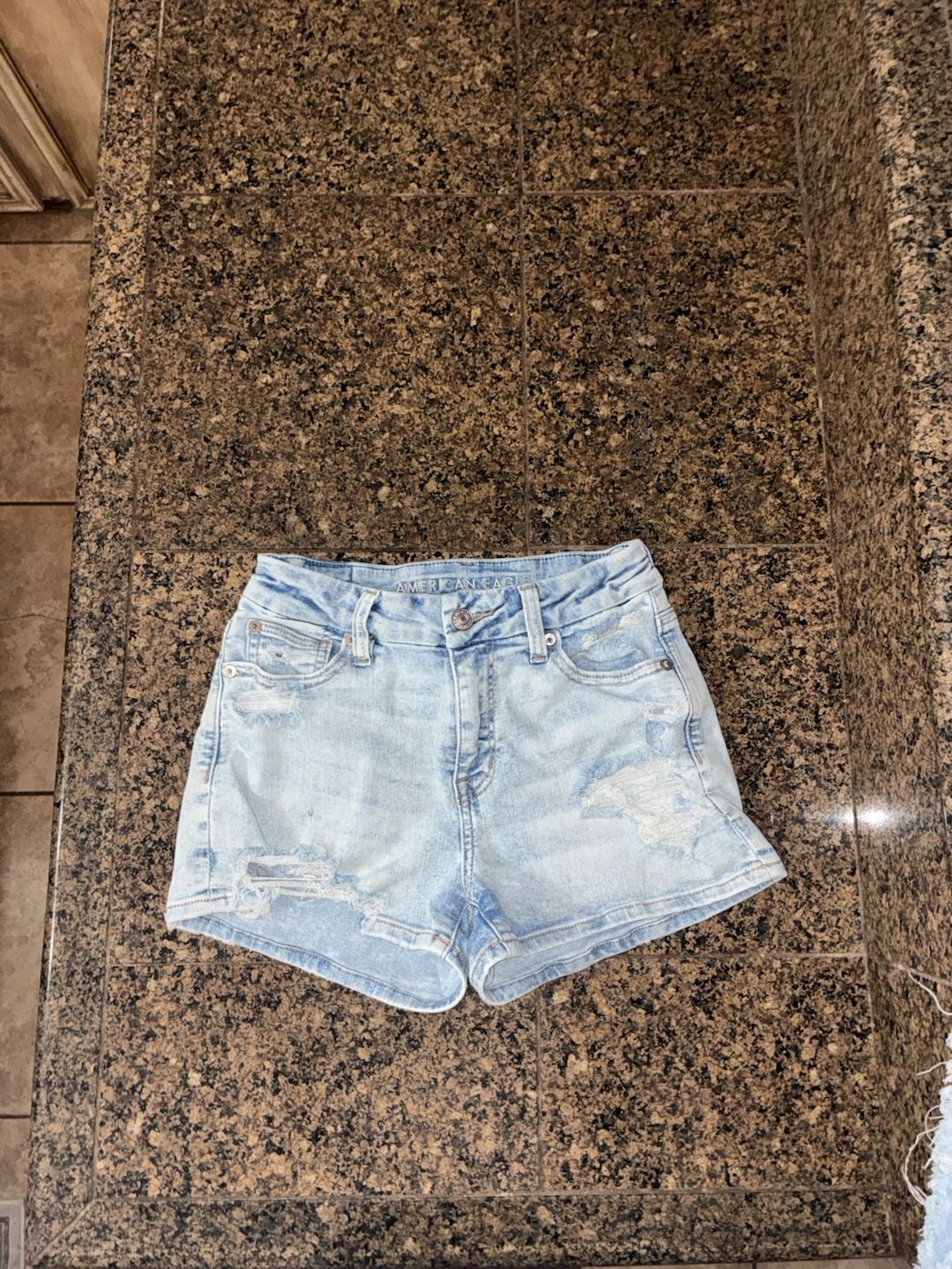 American Eagle Next Level Stretch High-Waisted Distressed Denim Shorts 2