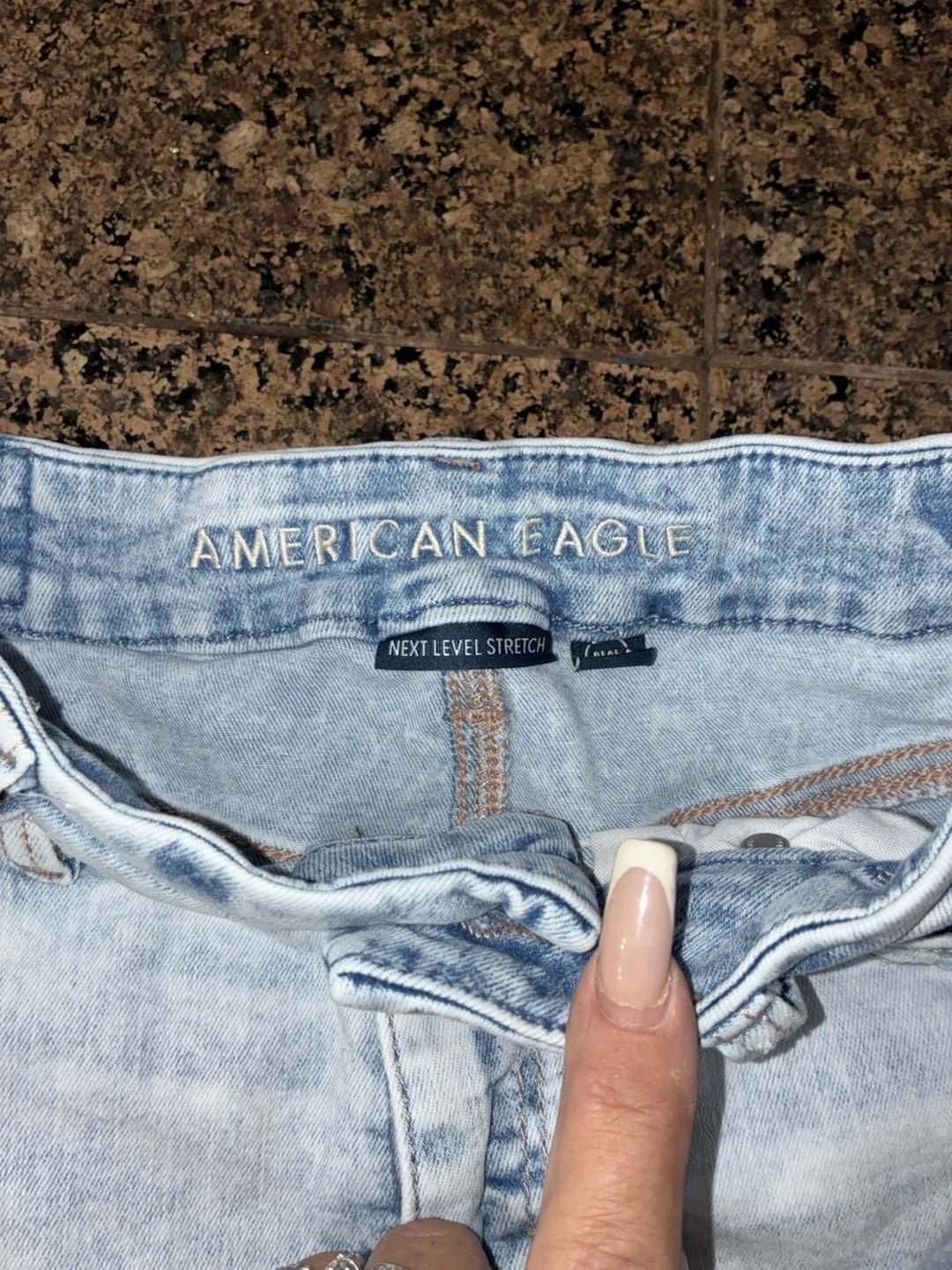 American Eagle Next Level Stretch High-Waisted Distressed Denim Shorts 3