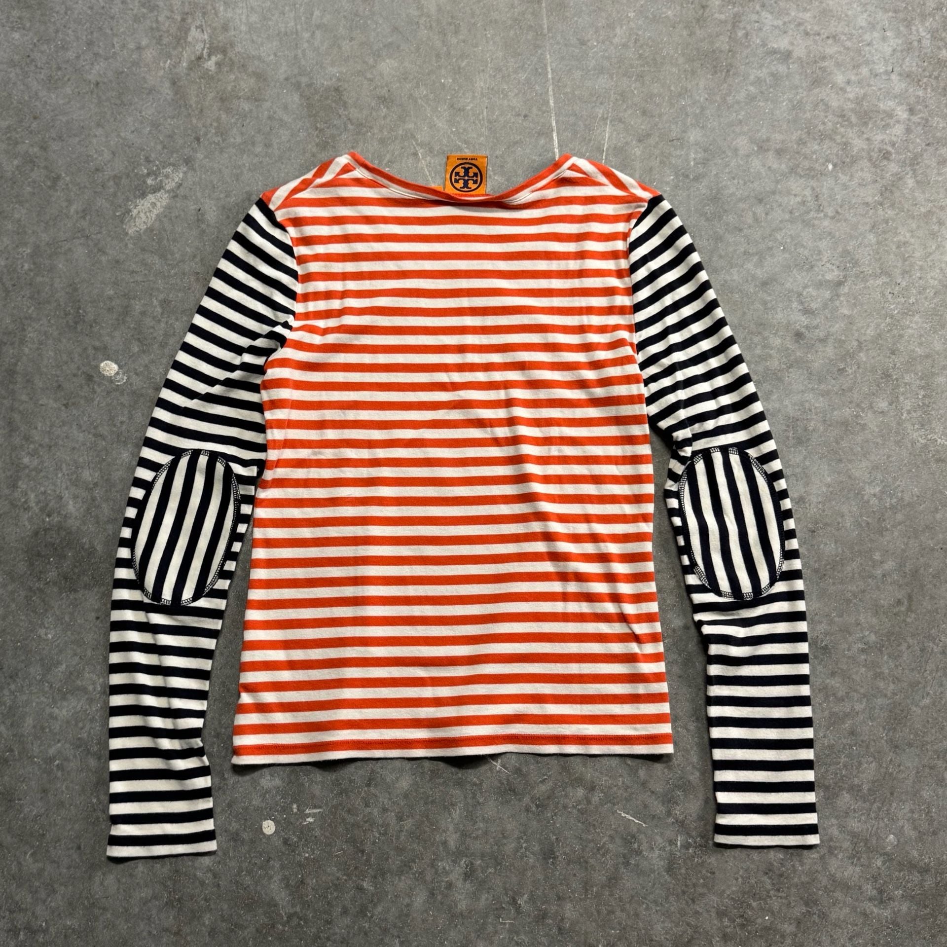 Tory Burch Womens Striped Long Sleeve Tee with Elbow Patches size S 7