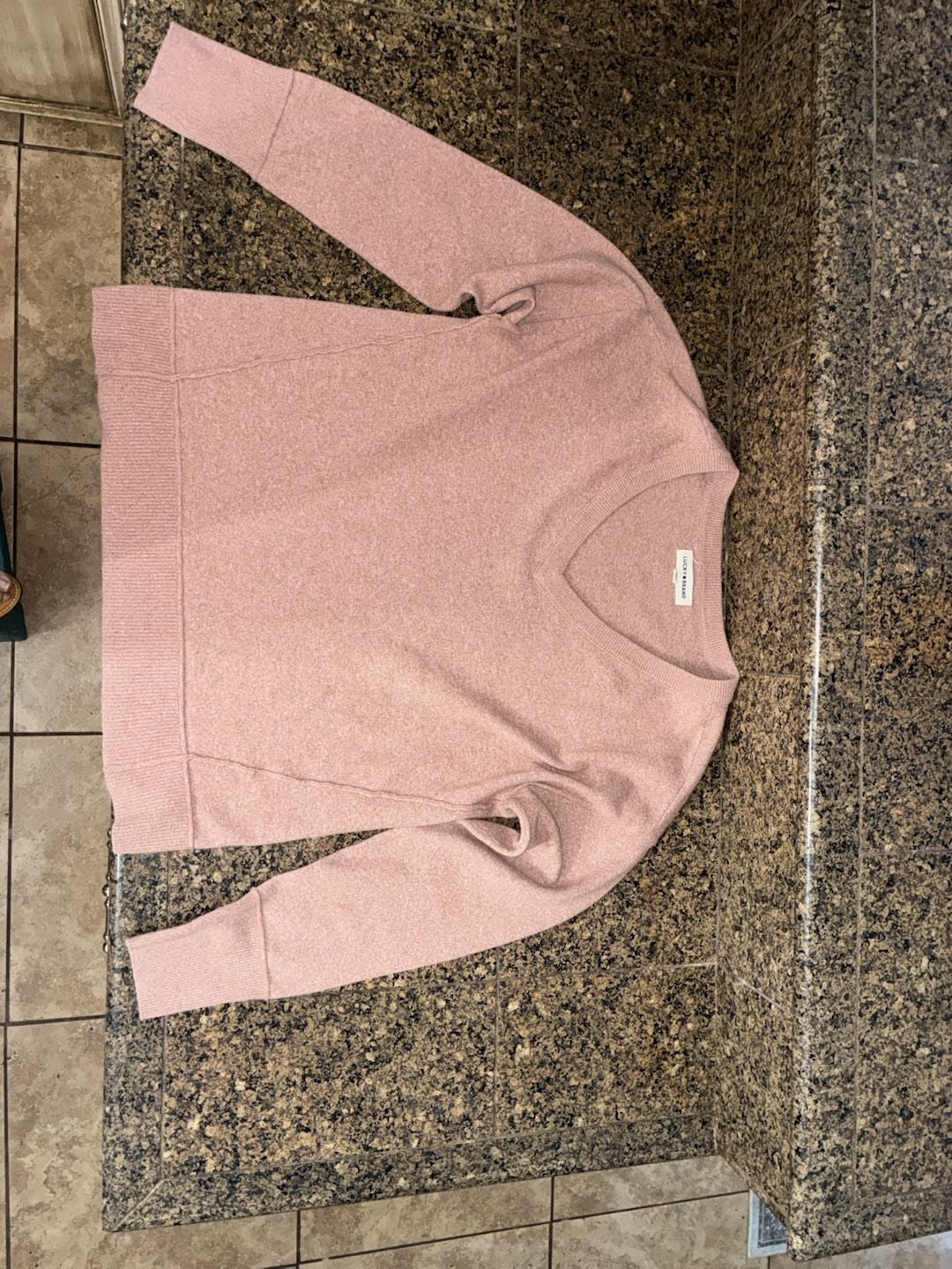 Lucky Brand Women's Long Sleeve V-Neck Pullover Sweater in Pink 2