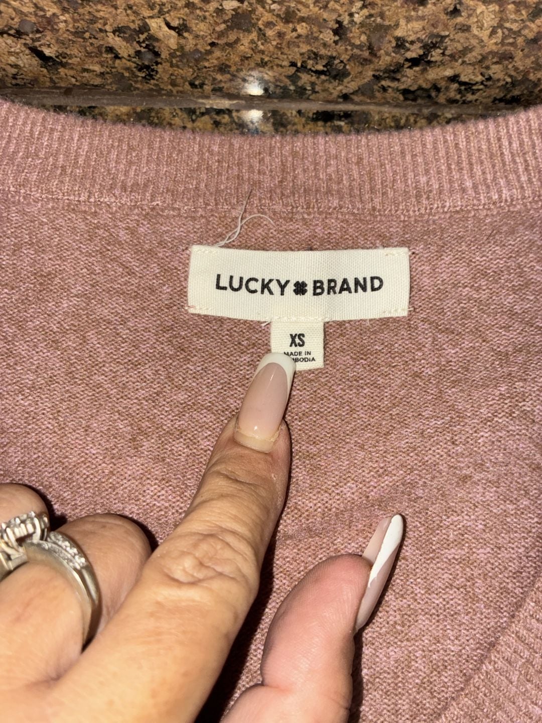 Lucky Brand Women's Long Sleeve V-Neck Pullover Sweater in Pink 3