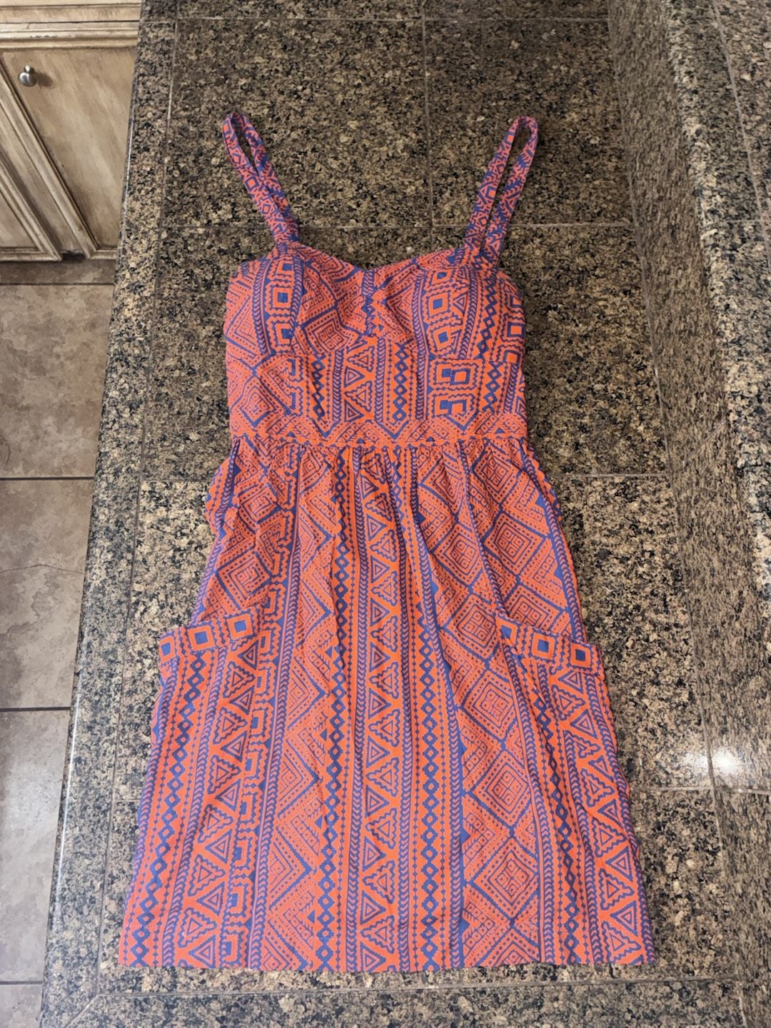 American Eagle Outfitters Women's Tribal Aztec Print Mini Dress with Cutout Back and Pockets 2