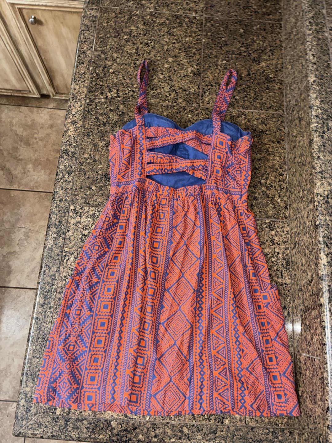 American Eagle Outfitters Women's Tribal Aztec Print Mini Dress with Cutout Back and Pockets 4