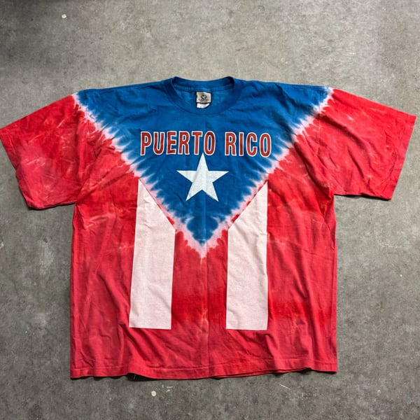 Vintage Liquid Blue Puerto Rico Flag Tie-Dye T-Shirt XXL