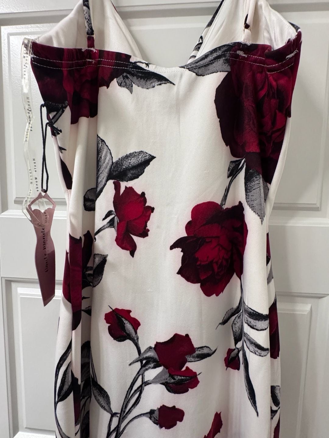 Haute Monde White and Red Floral Rose Print Zip-Front Mini Dress 7