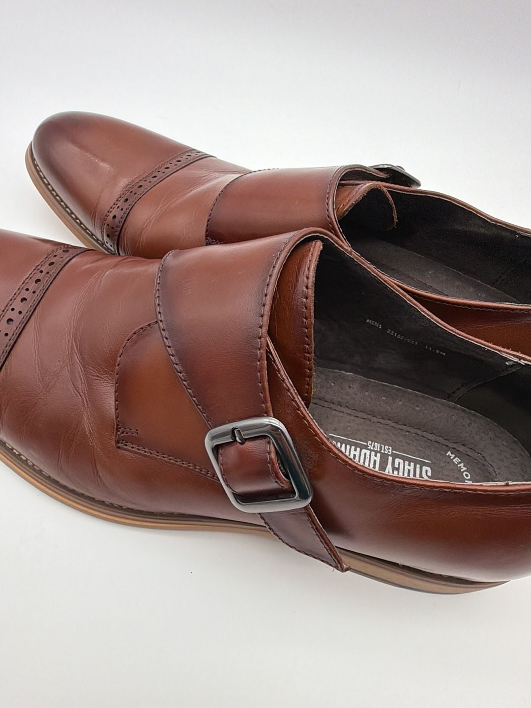 Stacy Adams Men's Desmond Cap Toe Monk Strap Dress Shoes in Cognac 12