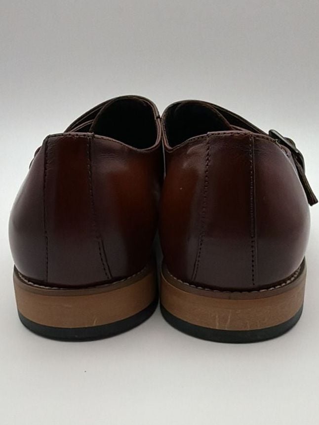 Stacy Adams Men's Desmond Cap Toe Monk Strap Dress Shoes in Cognac 9