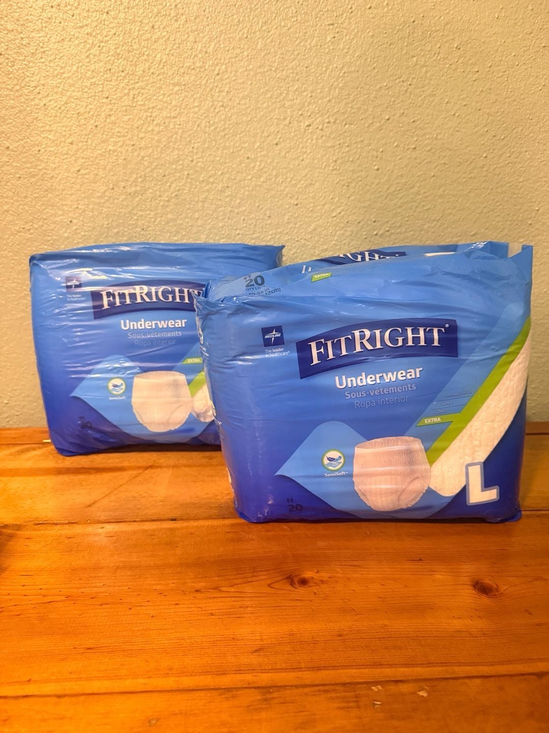 Medline FitRight Extra Protective Unisex Underwear, Size Large (20 Count Pack) 1
