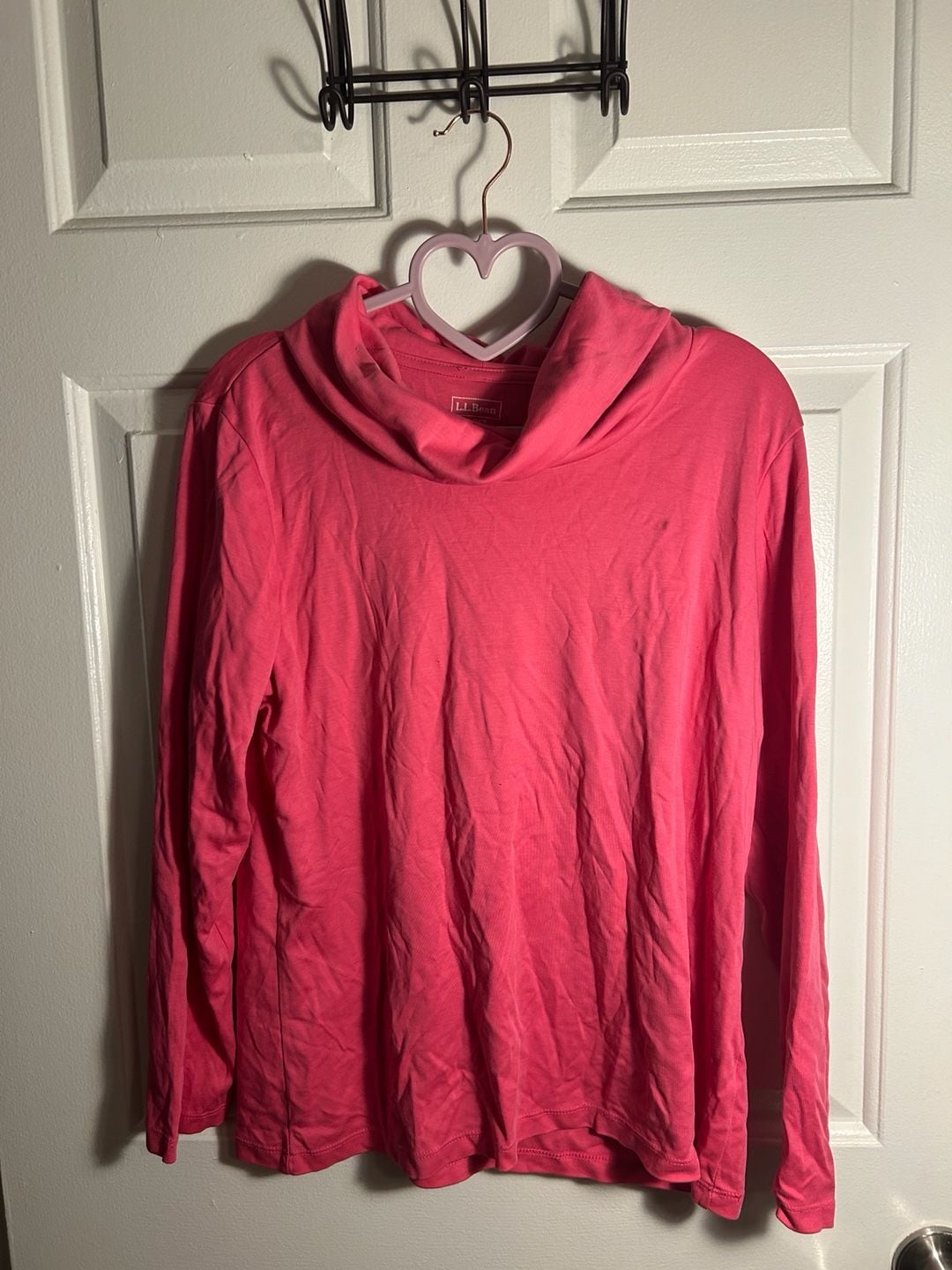 L.L.Bean Women's Supima Cotton Long Sleeve Cowl Neck Tunic Shirt Pink 2