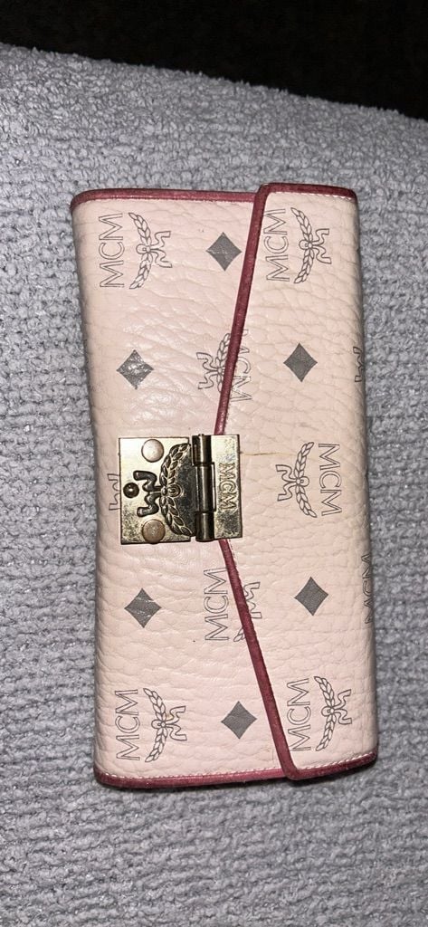 MCM Visetos Logo Print Long Wallet in Pink 2