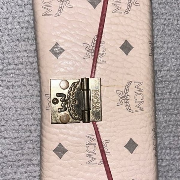 MCM Visetos Logo Print Long Wallet in Pink