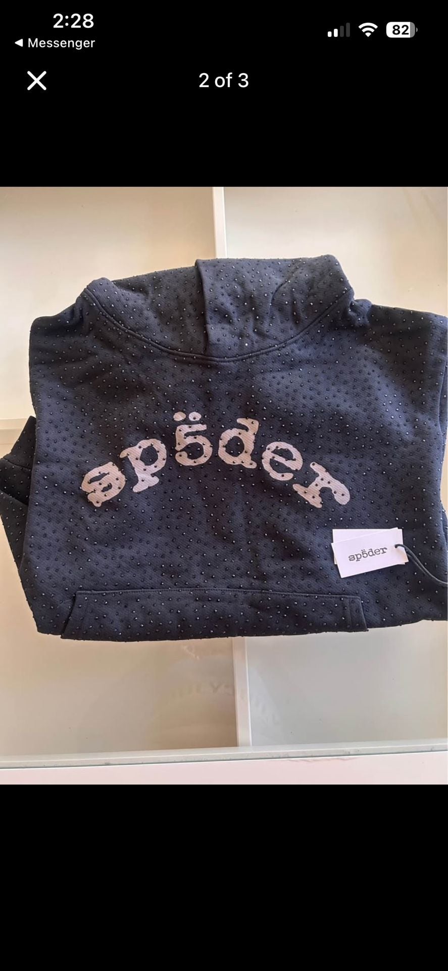 Sp5der Black Rhinestone Hoodie 1