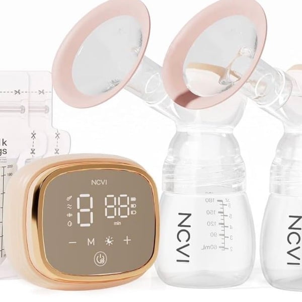 NCVI Double Electric Breast Pump 8102 with LED Display, 4 Modes, and 9 Suction Levels