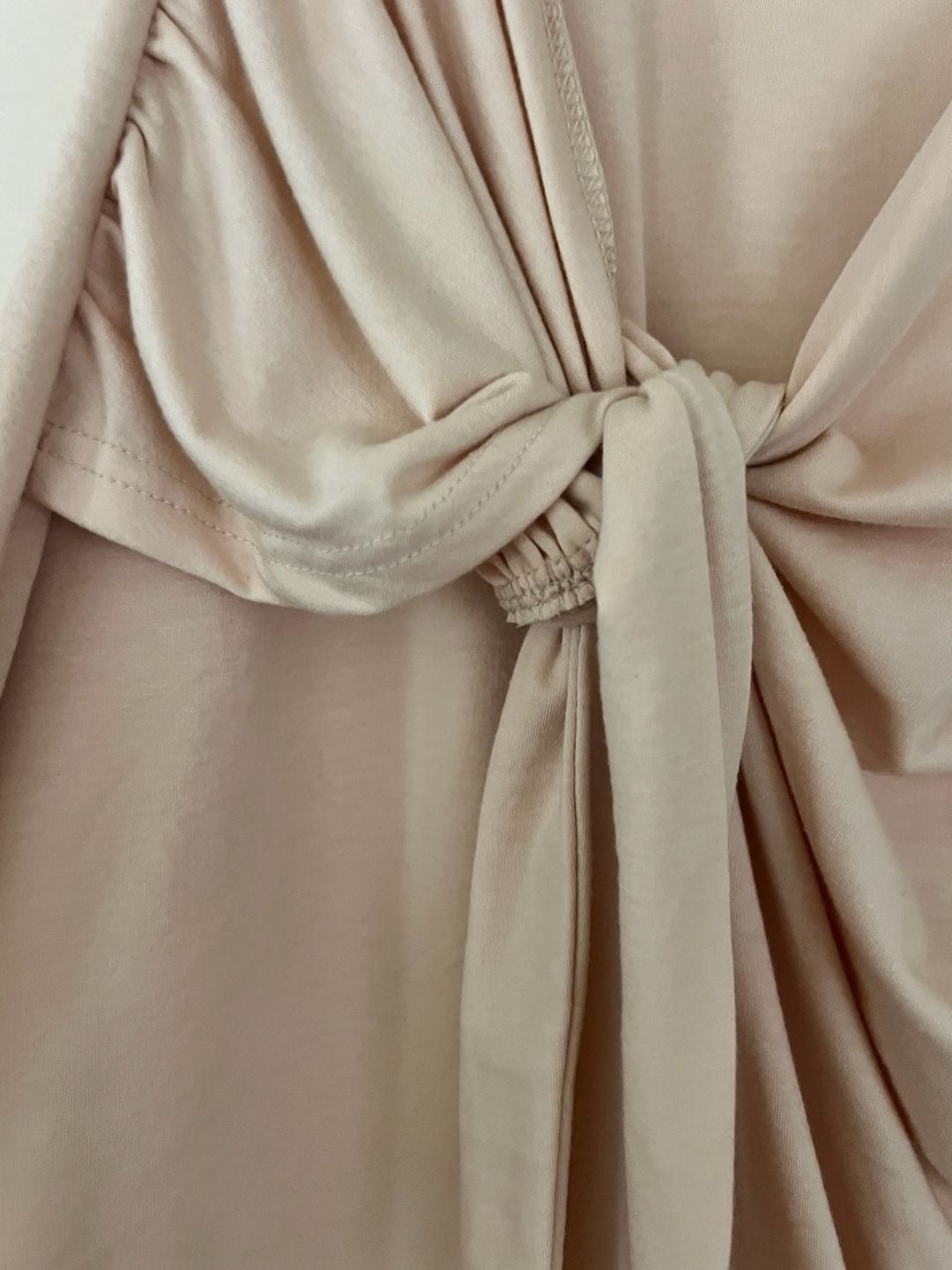 Lillusory Sleeveless Ruched Knot-Front Midi Dress in Beige Size L NWT 5