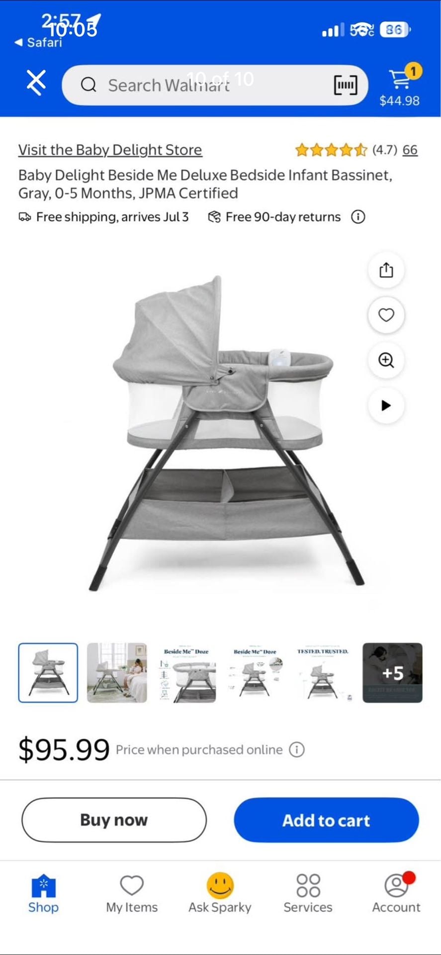 Baby Delight Beside Me Doze Deluxe Bedside Infant Bassinet, Gray 1