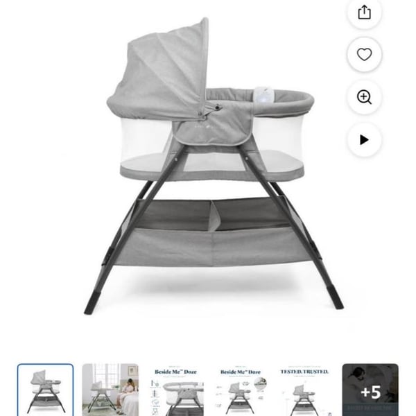 Baby Delight Beside Me Doze Deluxe Bedside Infant Bassinet, Gray