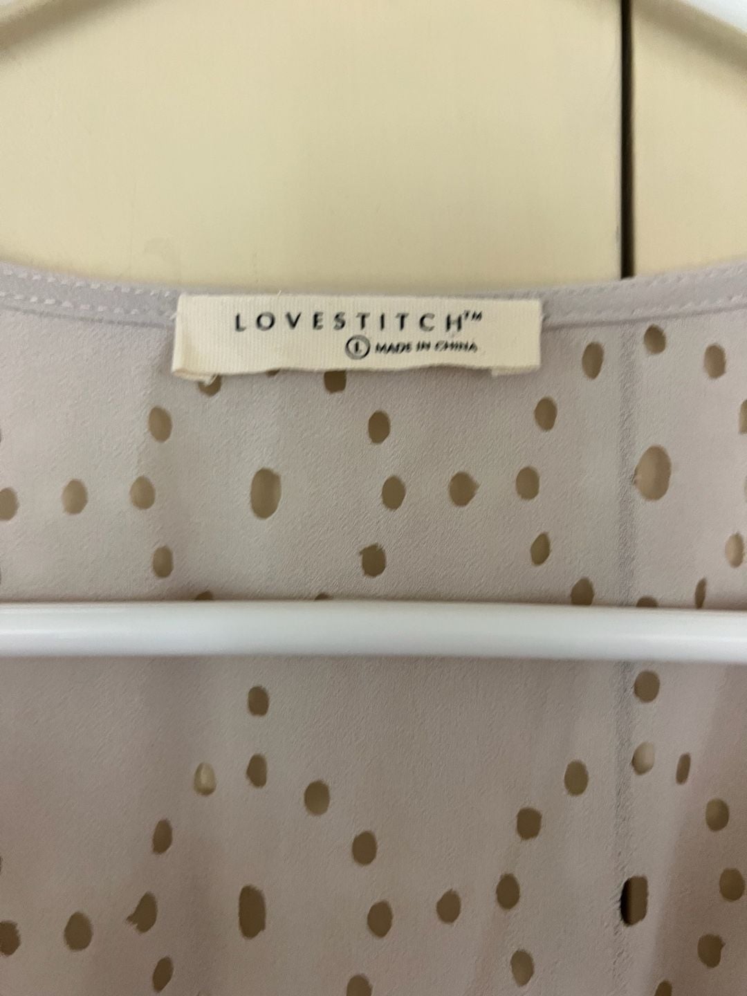 Lovestitch Women's Beige Perforated Dot Pattern Smocked Waist Midi Dress Size L 7