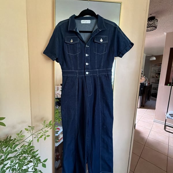 Petal + Pup Demi Contrast Stitch Denim Jumpsuit