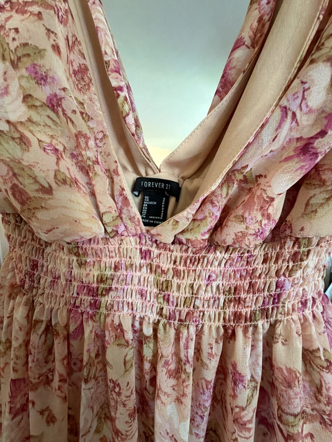 Forever 21 Floral Print V-Neck Shirred Waist Maxi Dress 3