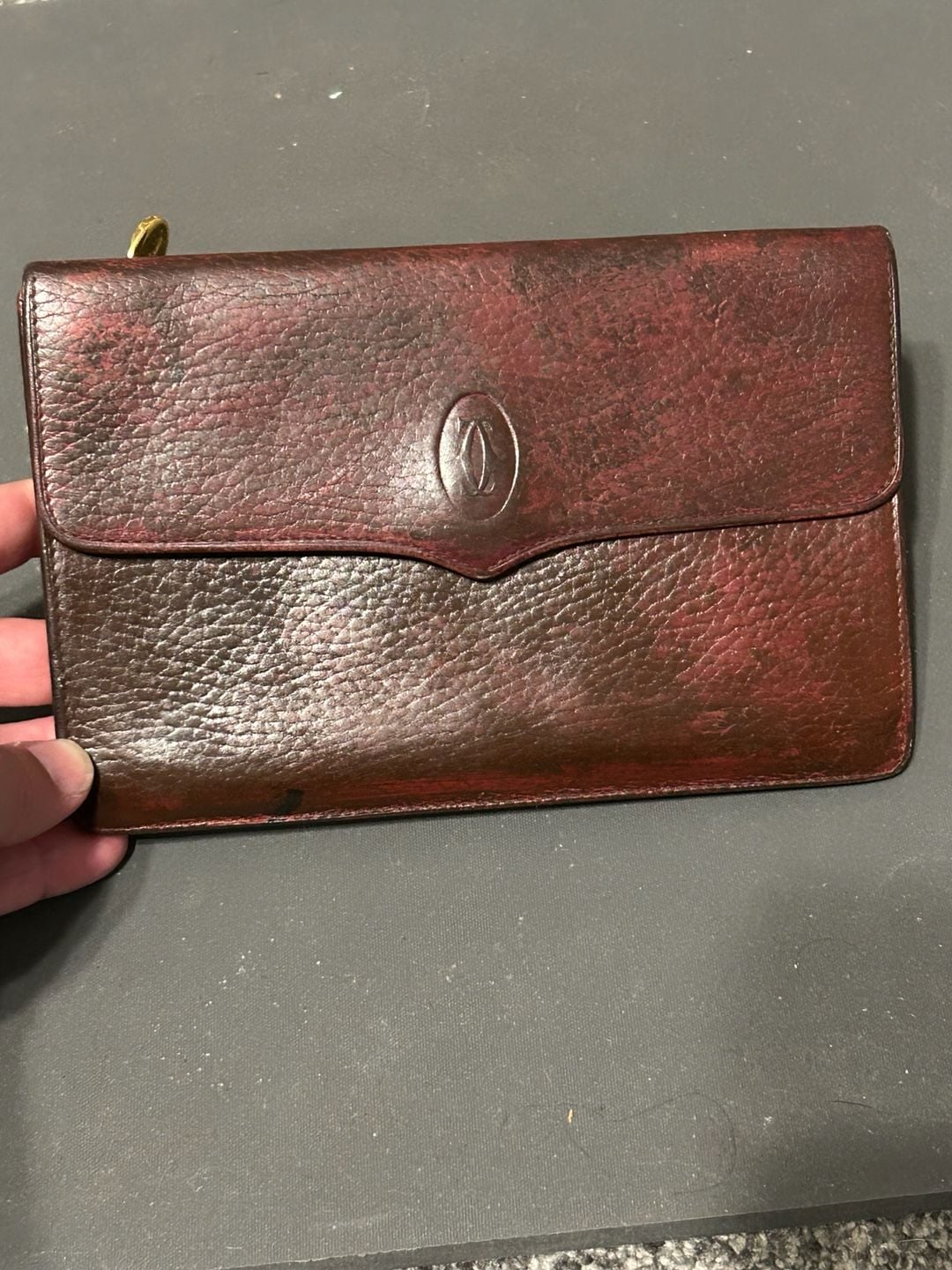 Vintage Must de Cartier Bordeaux Leather Flap Clutch Bag 2