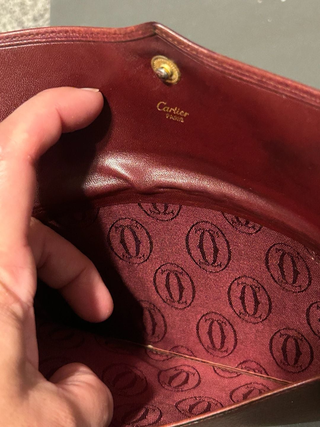 Vintage Must de Cartier Bordeaux Leather Flap Clutch Bag 6