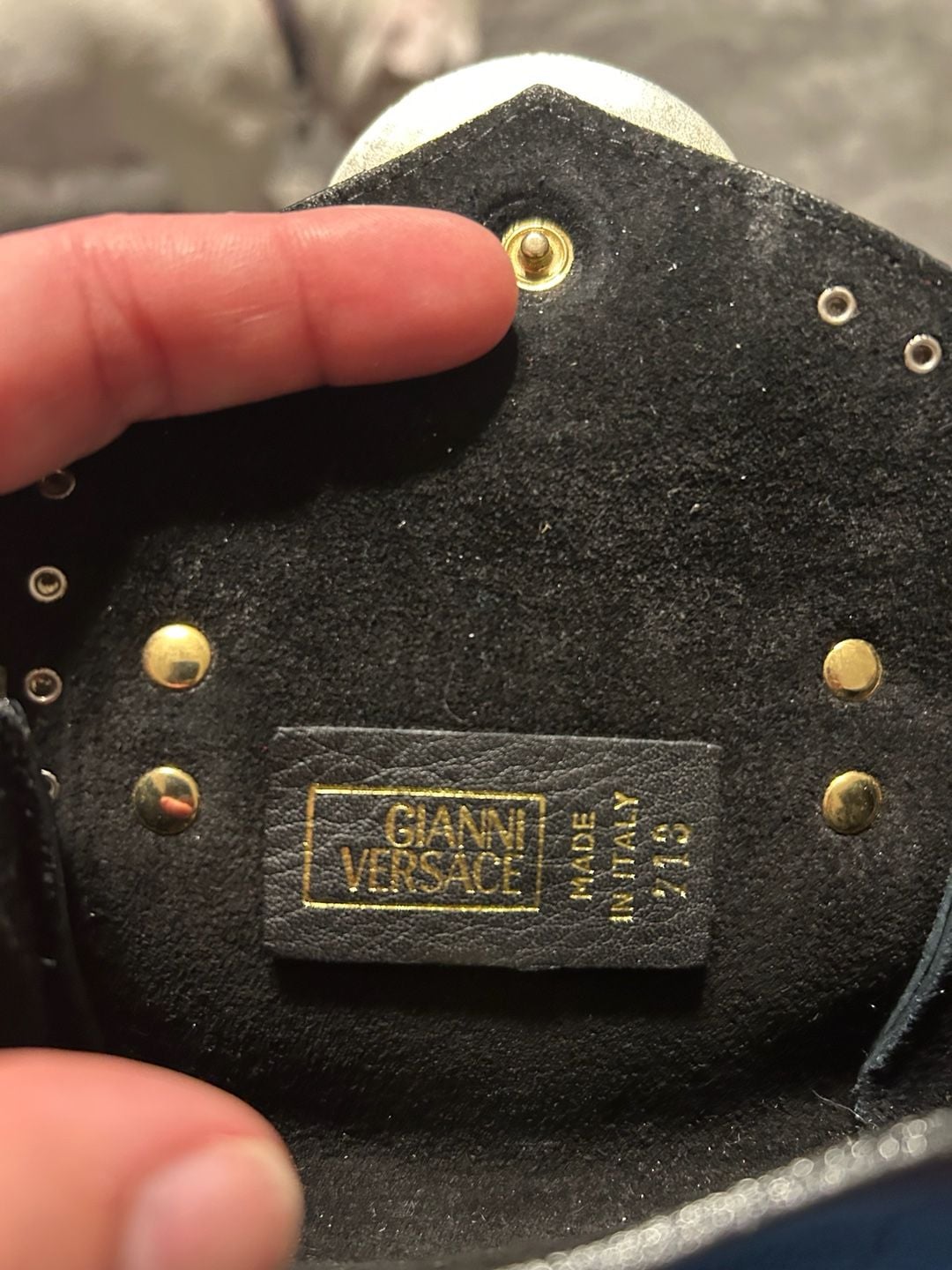 Vintage Gianni Versace F/W 1994 Studded Black Leather Mini Belt Bag with Medusa 3