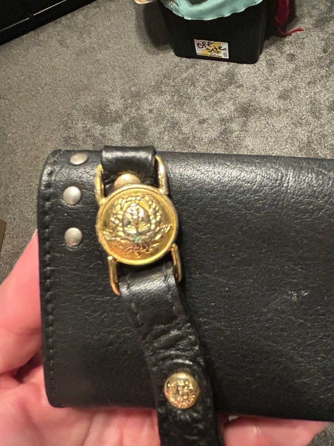 Vintage Gianni Versace F/W 1994 Studded Black Leather Mini Belt Bag with Medusa 5