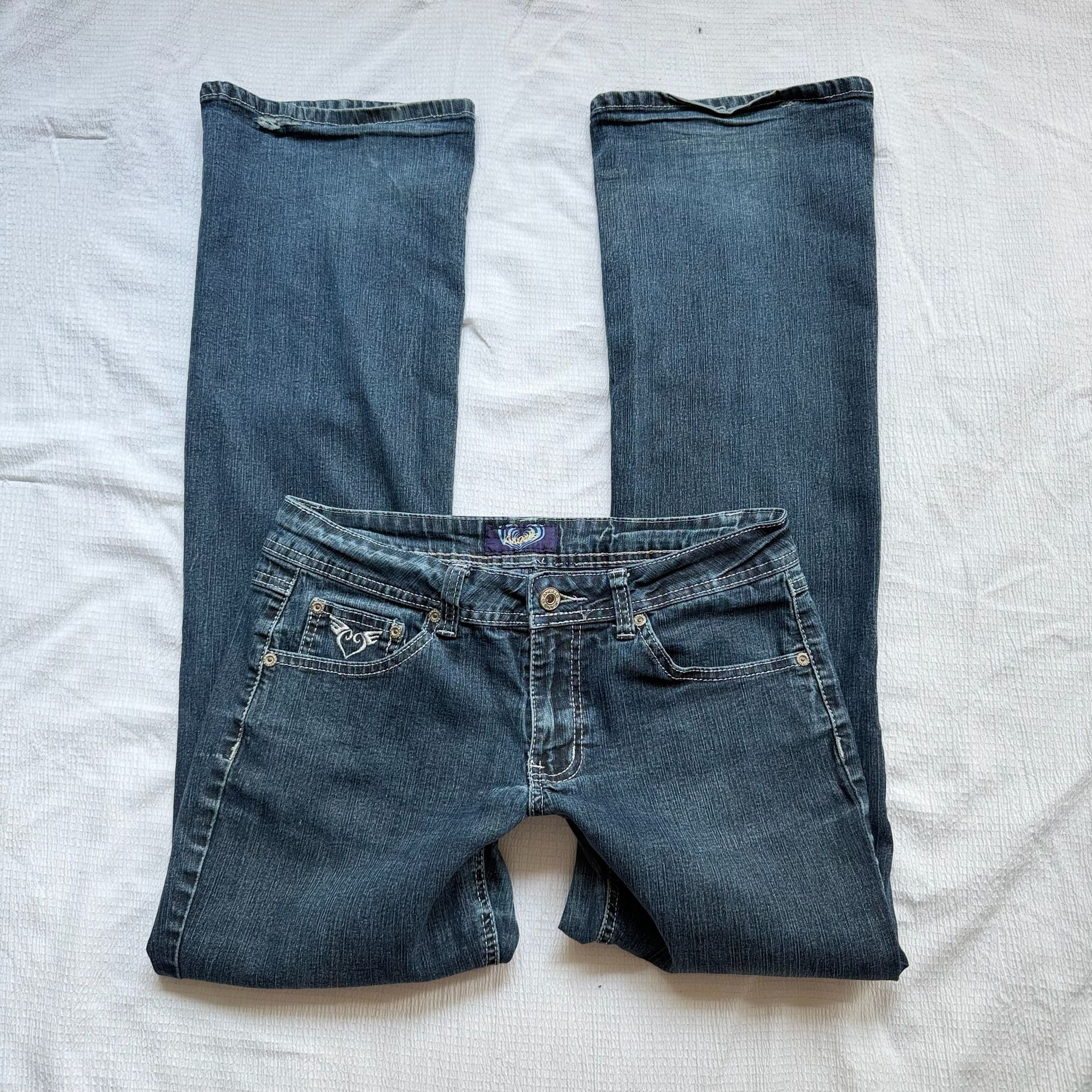 Y2K Angels Jeans Dark Wash Bootcut lowrise Jeans 8