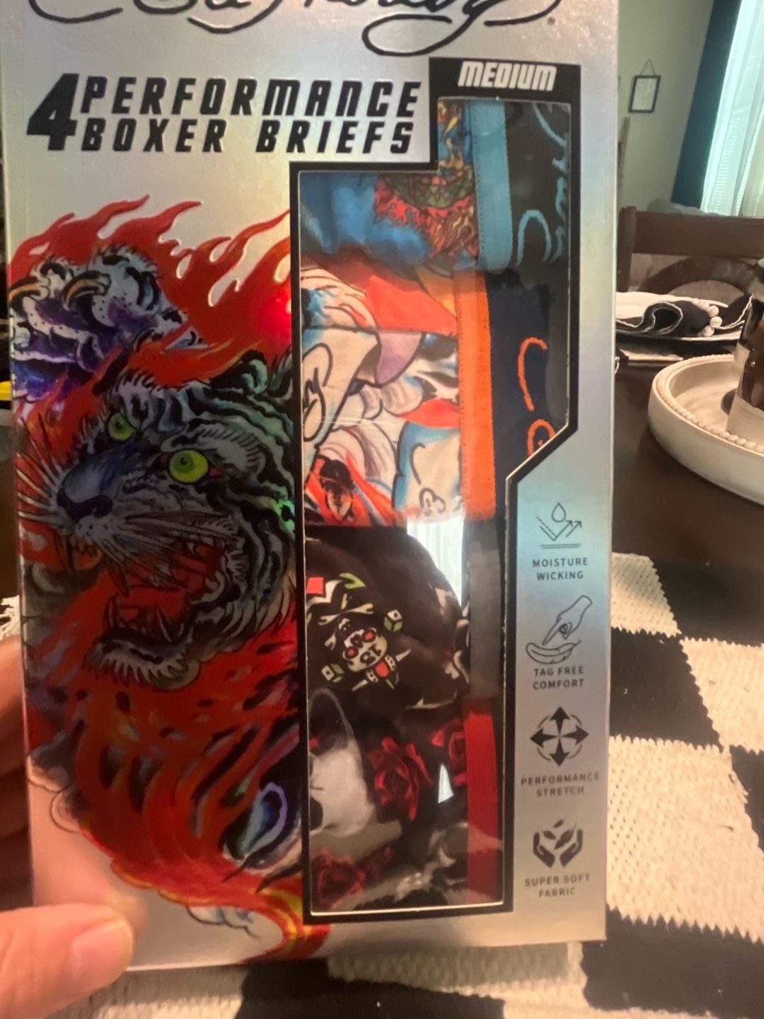 Ed Hardy 4-Pack Performance Boxer Briefs, Size Medium, Multicolor Graphic size medium 2