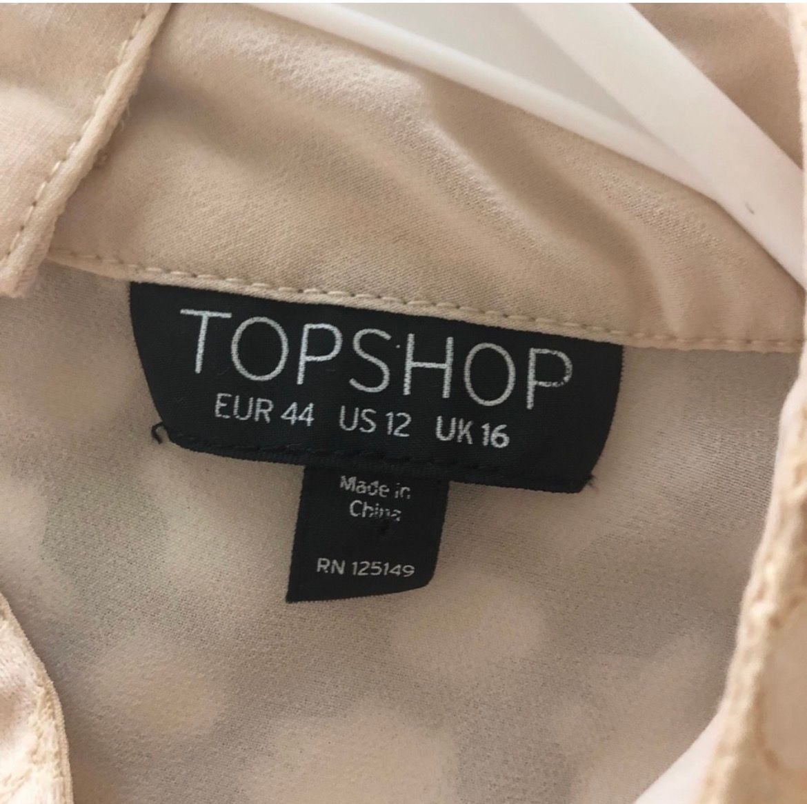 Topshop Cream Chiffon Blouse with Lace Panel Inset and Button Cuffs 5