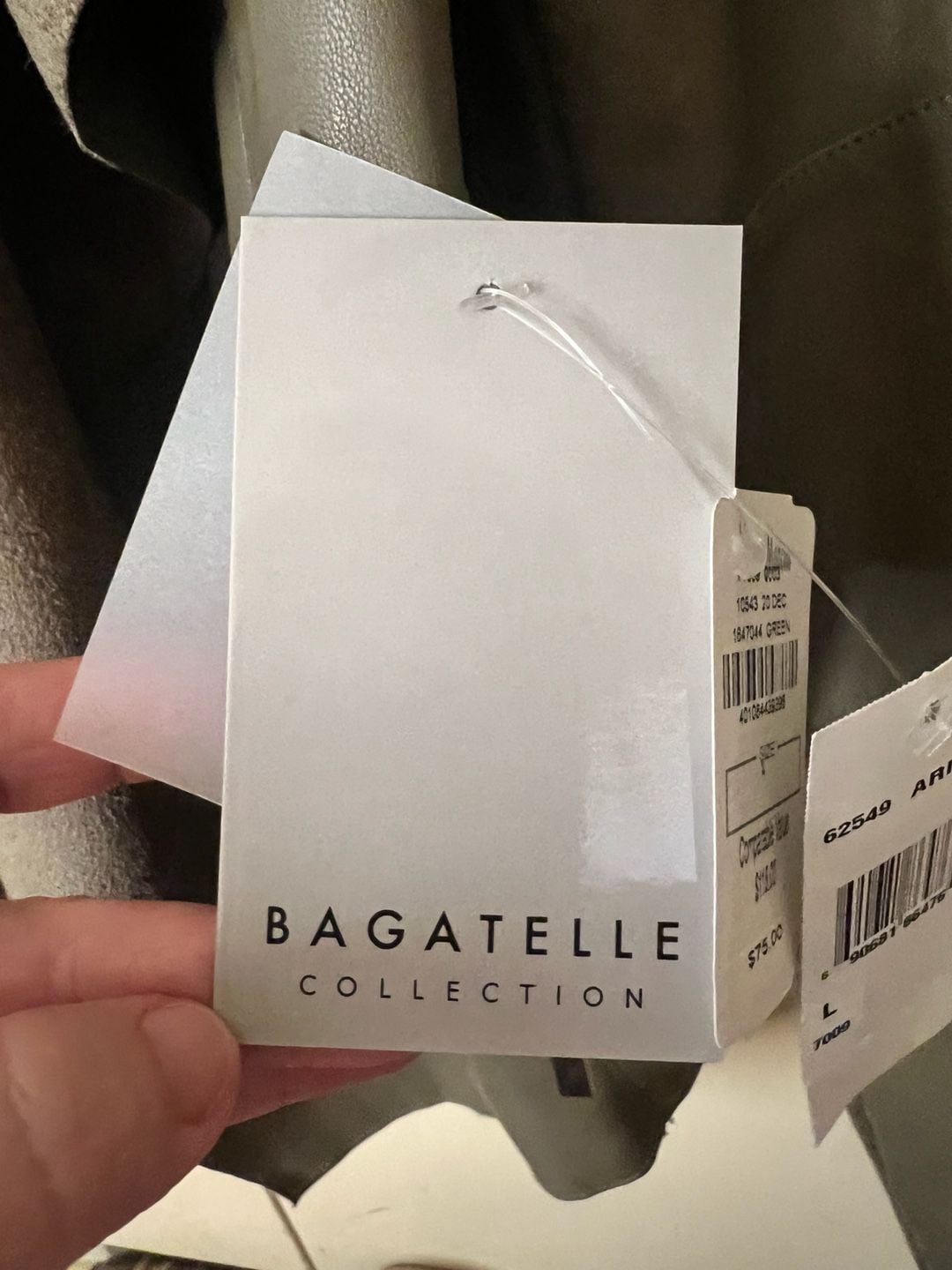 Bagatelle Collection Olive Green Faux Leather Open Front Drape Jacket NWT size L 7