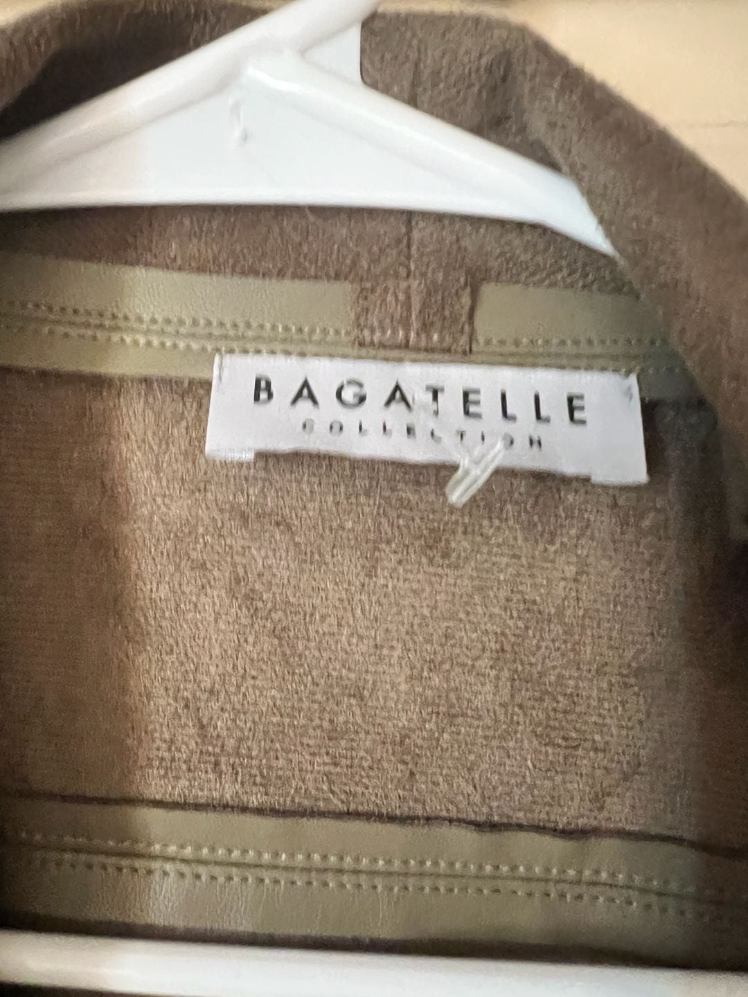 Bagatelle Collection Olive Green Faux Leather Open Front Drape Jacket NWT size L 8