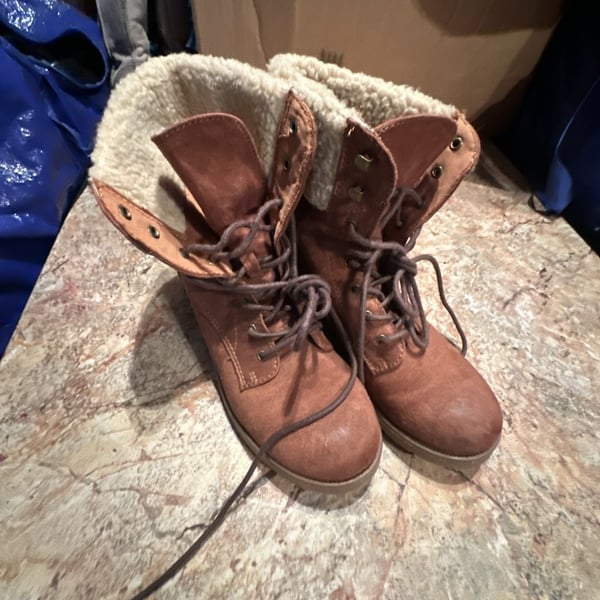 Target Mossimo Supply Co. Women's Brown Faux Suede Lace-Up Fur-Lined Combat Boots