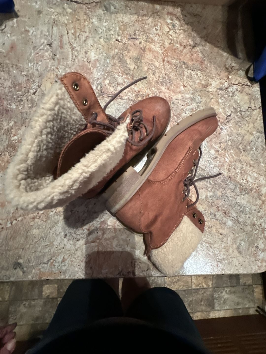 Target Mossimo Supply Co. Women's Brown Faux Suede Lace-Up Fur-Lined Combat Boots 7