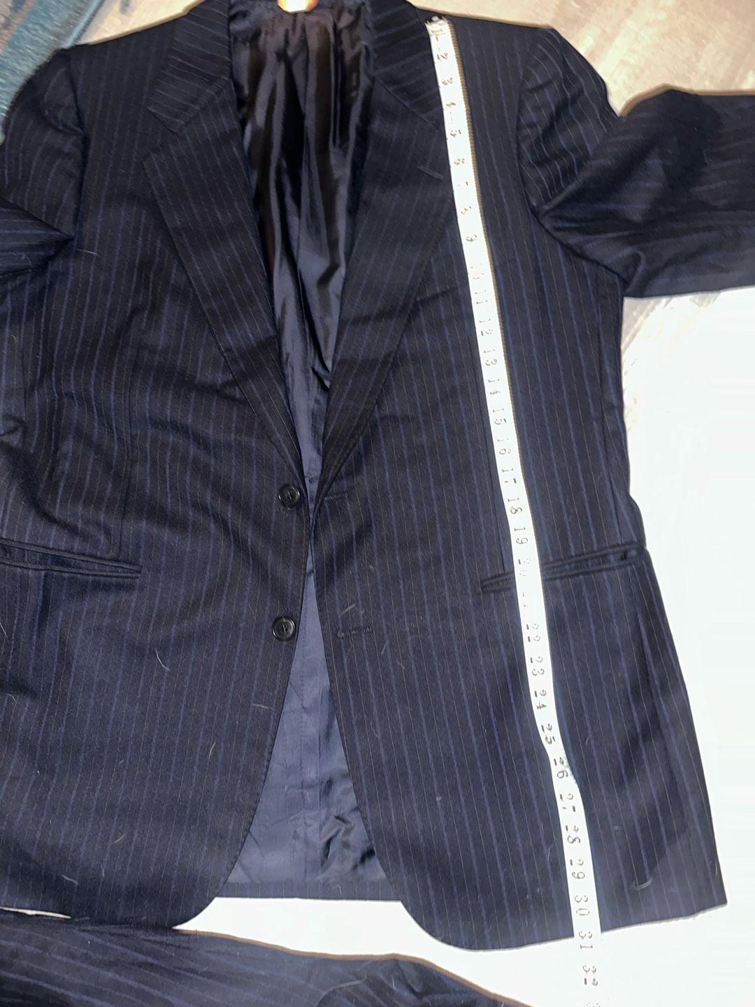 Castellani Milano Men's Navy Blue Pinstripe Suit Set 5