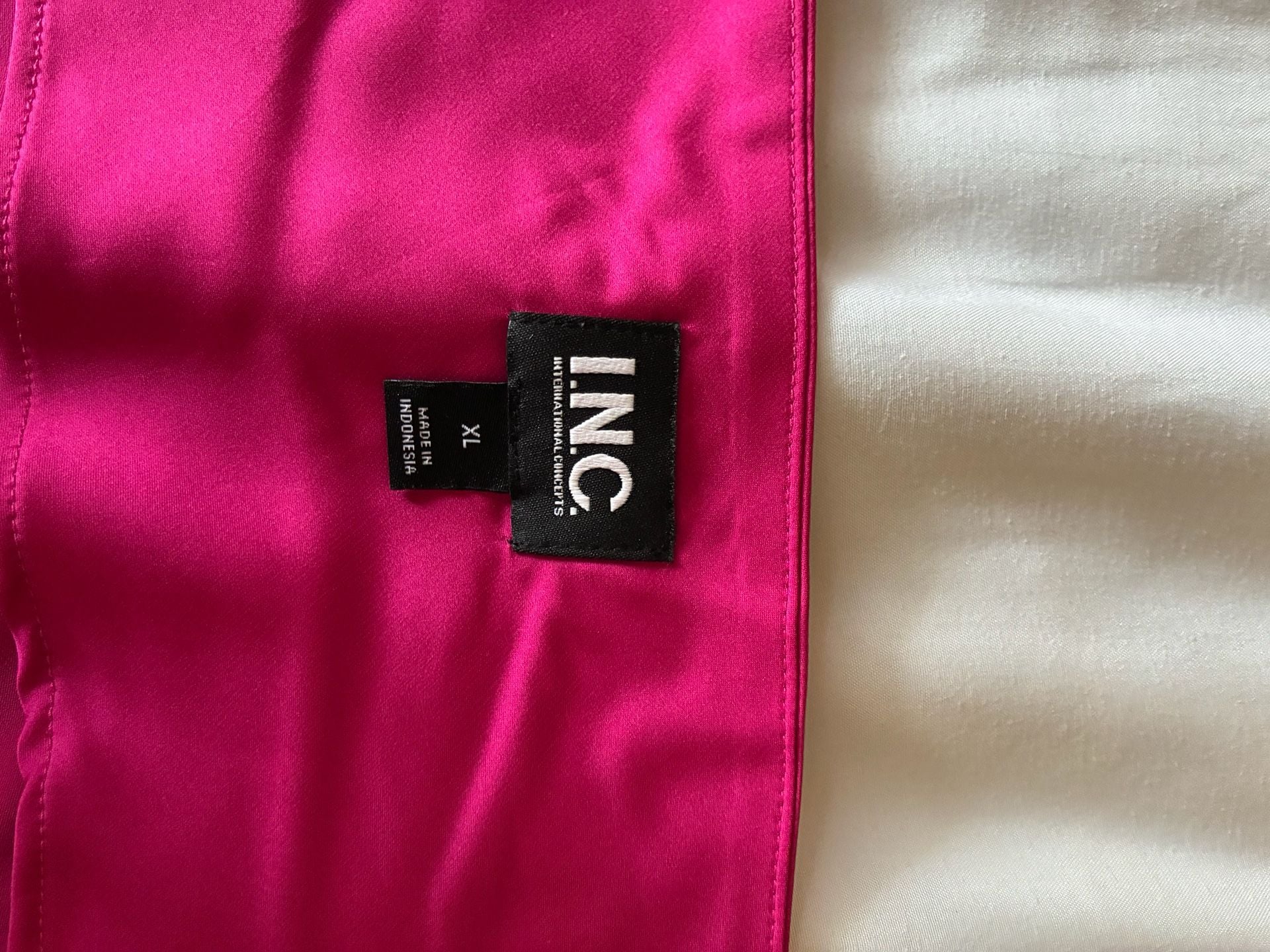 I.N.C. International Concepts Hot Pink Satin Cold Shoulder Cowl Neck Blouse Long Sleeve 4
